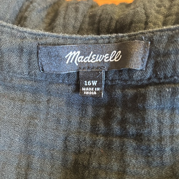 Madewell Lightspun Button-front Tiered Black Midi Dress Size 16 - Picture 10 of 12